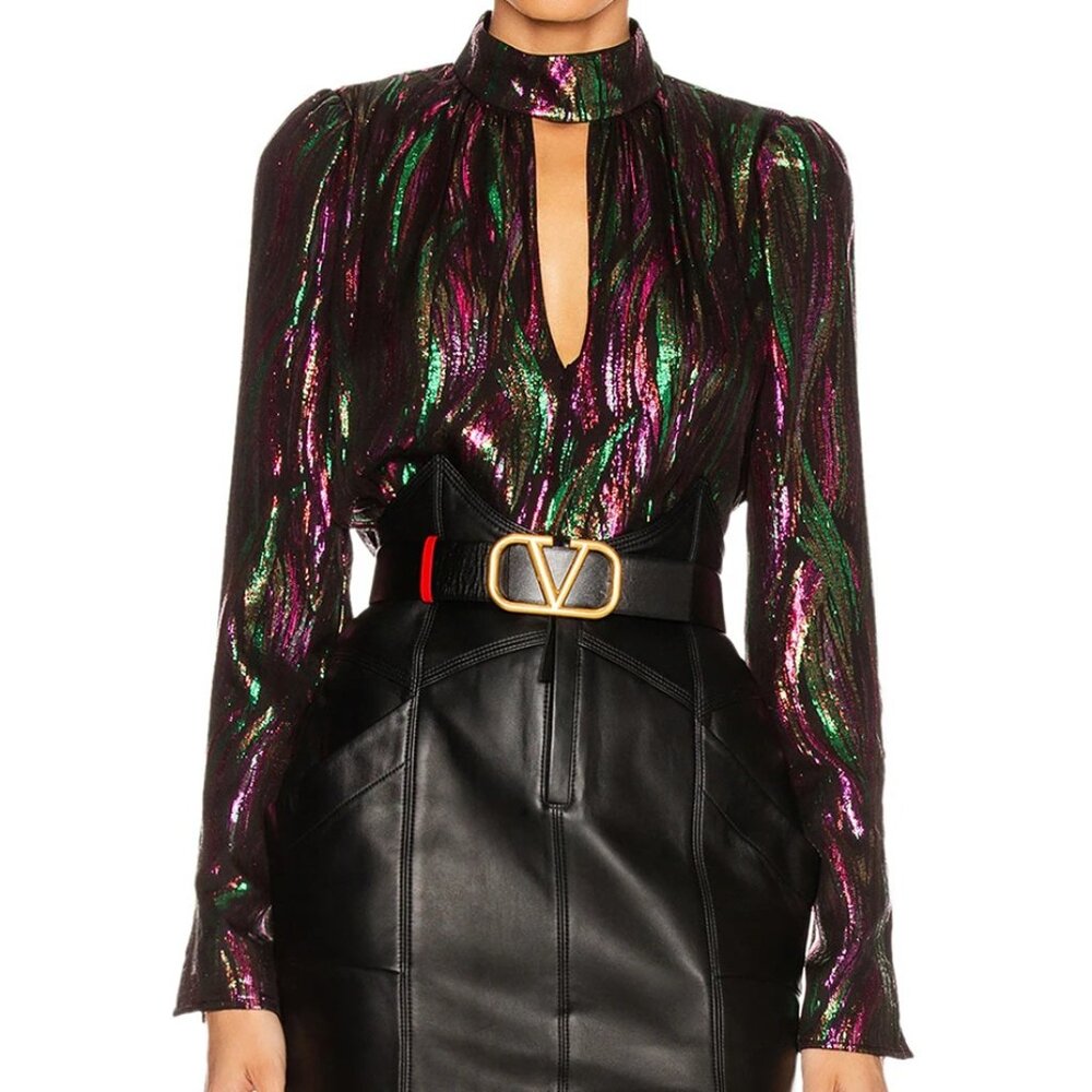 Saloni Tania Top in Metallic Rainbow, US 6